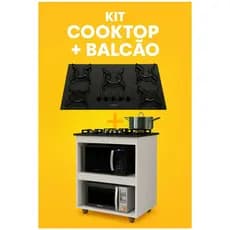 OFERTA Kit Cozinha Cooktop Itatiaia 5 Bocas + Balcão Madeira