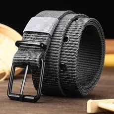 Cinto De Lona Respirável Masculino – Fivela Pin-Lock E Design Moderno De Ilhós Para Caminhadas/Academia/Comuta ，cinto