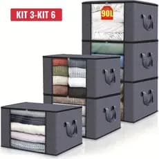 KIT 3/6 Organizador de guarda roupa Edredom Cobertor Casaco Guarda Roupa Ecológico Anti-Poeira Umidade Multiuso