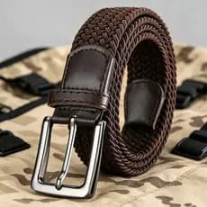 Cinto Masculino Tecido Trançado Elástico Ponteiras Em Couro cinto feminino Fashion Accessories Belts 120cm