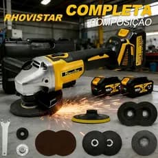Esmerilhadeira e lixadeira sem fio, 4 velocidades ajustáveis, motor sem escova, com 2 baterias grandes de 4,0AH, Kit