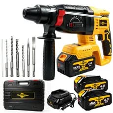 Martelo Perfurador Sem Fio 20V, Furadeira De Impacto, Motor Brushless, 2 Baterias De 4.0AH, Com Maleta De Ferramentas