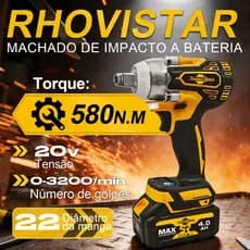 Chave de Impacto Elétrica Sem Fio 20V Parafusadeira Furadeira e Electric Wrench com 580NM,4AH Baterias, Motor Brushless