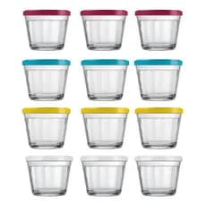 Tigela Pote Vidro Americano C/ Tampa 350ml - Kit 12 Unidades Transparente