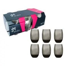 Jogo De Copos Aruba 465ml 6 Peças Cozinha Grande Nadir Cor Fume Cinza