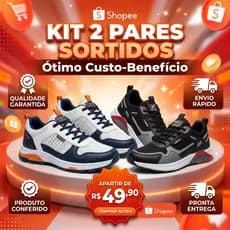 Kit 2 Pares Tenis Feminino Masculino Caixa Sortida Adulto Caixa Misteriosa