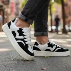 Tênis New Black  Flow Feminino Branco Camurça Antiderrapante Solado Macio Fashion