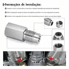 Adaptador Extensor com Tela de Proteção para Sonda Lambda em Aço Inoxidável