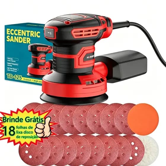 Lixadeira Eletrica Profissional 350w Para Madeira Gesso Parede127/220V Lixadeira Orbital