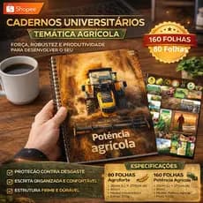 Caderno Universitário Escolar Agro Potência Agrícola 80/160 Folhas Espiral Capa Dura