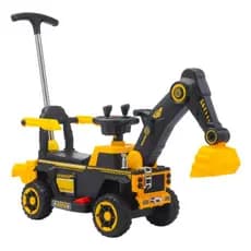 Carrinho Elétrico Trator Retroescavadeira Infantil 6V com Luzes e Música Pá Móvel e Volante Dirigível