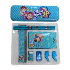 Kit Escolar Maria Clara e JP Completo Com Estojo Lápis Giz Régua Apontador Materiais Para Escola