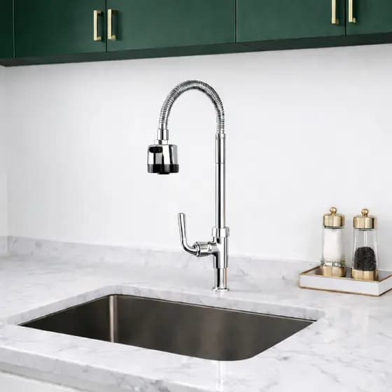 Torneira Gourmet De Mesa Bancada Pia Flexível 360° Com Ducha Jato Inox Cozinha Moderna Alta Pressão