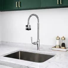 Torneira Gourmet De Mesa Bancada Pia Flexível 360° Com Ducha Jato Inox Cozinha Moderna Alta Pressão