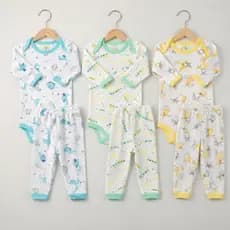 Kit Infantil Menino 3 Conjuntos Body Manga Longa + Calça 100% Algodão