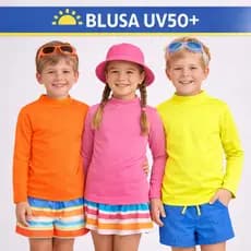 Kit 3 Camisetas UV Infantil Proteção Solar UV50+ Praia Piscina Bebê Menina Menino P ao 14