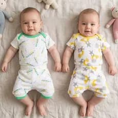 Conjunto Bebê Menino Ribana Canelada 100% Algodão 2 Conjuntos Estampado P M G