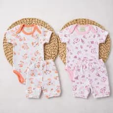 Kit 3 Conjuntos Body Bebê 100% Algodão Estampado | Tigrinho Raposinha Unicórnio | P M G