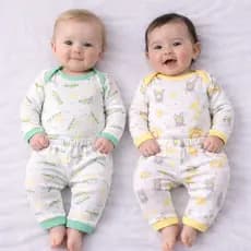 Kit 2 Conjuntos Body Longo Com Calça Menino P M G 100% Algodão
