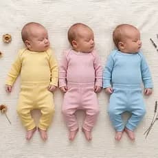 Kit 3 Conjuntos Bebê Algodão Body Manga Longa e Calça P M G