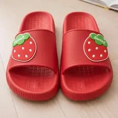 Slide Chinelo Nuvem Fruta Morango Leve Básico  Charmosa  Moda Meninas Escolas Cores Festas Estilo