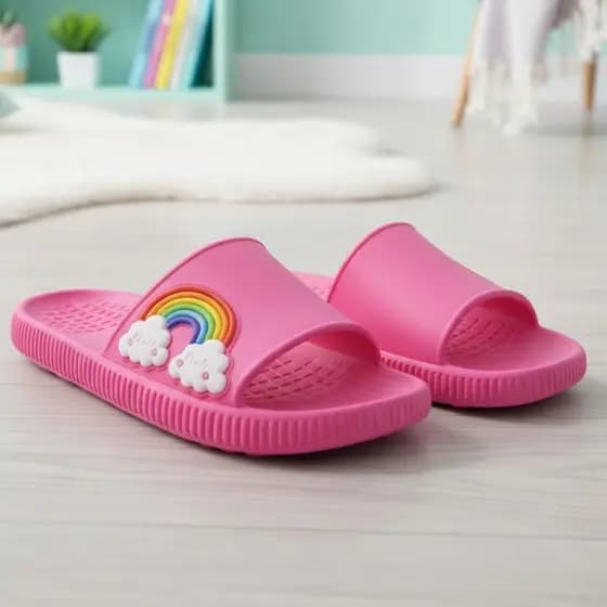 Chinelo Slide Nuvem Arco Iris Charmosa Leve Básico Menina Moda Escolas Cores Festas Estilo