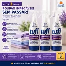 Kit 3 Tuff Sem Passar Spray 350mL Roupas Desamassadas Sem Ferro Com Perfume Duradouro