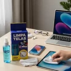 Limpa Telas Kit Start 120ml Pano Microfibras Removedor De Sujeira Tela Em Geral