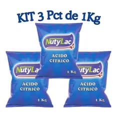 Ácido Cítrico KIT 3 Kg -  100% Puro - Alimentício - Nutylac