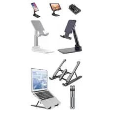 Kit Suporte de Mesa para Celular Ajustável Metal + Base suporte para notebook ajustável metal