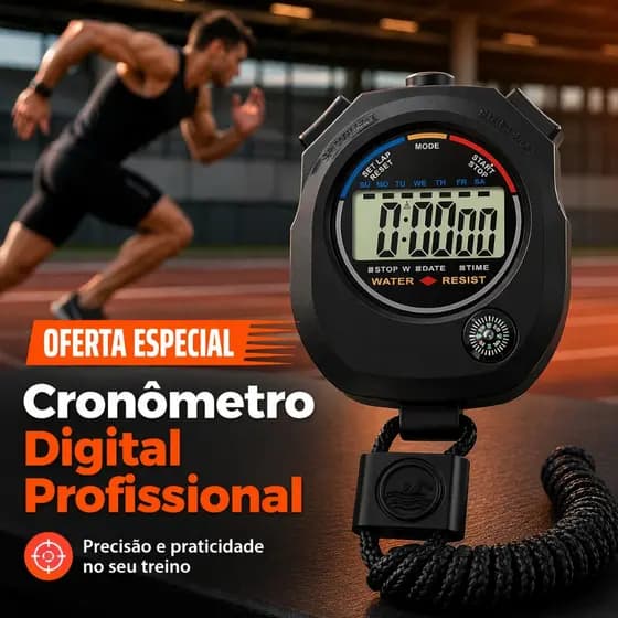 Cronômetro Digital Esportivo Função Relógio Alarme Calendário Bússola Cor preto masculino eletrônico