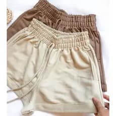 Short Feminino Moletinho Moletom Liso Premium com Bolso Cintura Alta Confortável Tendencia Luxo