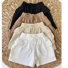 Short Cargo Feminino Moletom Moletinho Premium luxo Soltinho Confortável Algodão Casual Verão 2026