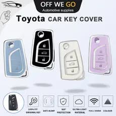 Capa para Chave de Carro OFF WE GO em TPU com Borda Dourada para Toyota Aygo Auris Corolla Avensis Verso Yaris Camry 201