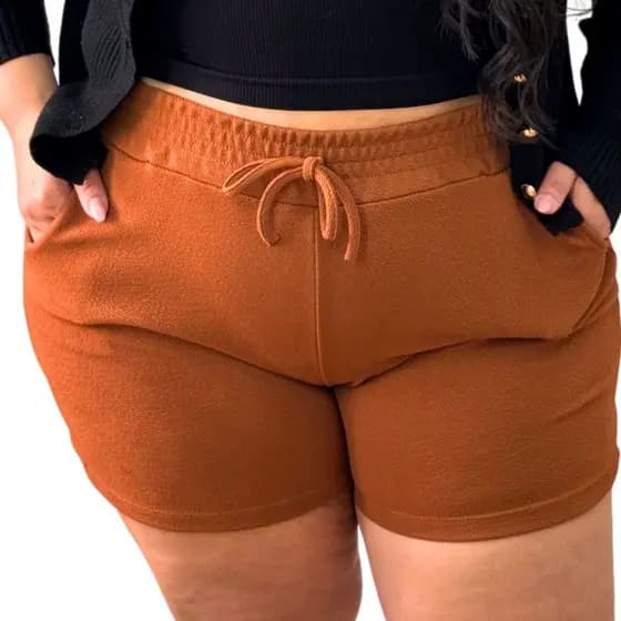 Shorts Plus Size Malha Crepe Premium Zero Transparencia  Verao Tamanho Grande Promoçao