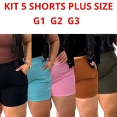 Kit 5 Shorts Plus Size Feminino Bermuda – Tecido Premium, Zero Transparência e Muito Conforto