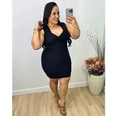Vestido Tubinho Plus Size Balada  Com Bojo Malha Anaruga Premium Zero Transparencia