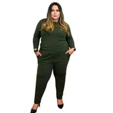 Conjunto Feminina Plus Size Lanzinha Premium | Calça Com Forro | Zero Transparência| Promoção