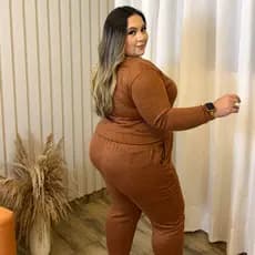 Conjunto Feminina Plus Size Malha Lanzinha Premium Com Forro Na Calça Zero Transparência Promoção
