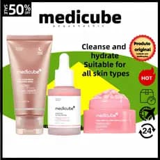 7.7medicubepdrn Trio De Colágeno Rosa : Creme 55g + Máscara Para Dormir 75ml + Sérum 50ml . Hidratação Profunda , Brilho