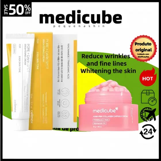 7.7medicube + celimax PDRN Creme Cápsula De Colágeno Rosa + Emagrecedor De Poros | Pele Iluminadora Reparação De Barreir