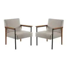 Kit 2 Poltronas Decorativa Para Sala Recepção Fontana Estilo Industrial Em Linho
