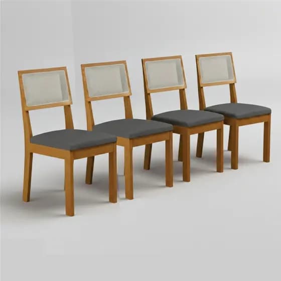 Cadeira Flora Vintage kit 4 Unidades com Encosto Telado (Clássico) Perfeito para sua Sala de Jantar