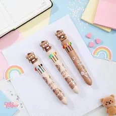 Kit 6 Caneta Escolar Divertida 10 Cores Caneta Esferográfica 0,5 Papelaria Fofa Kawaii Escolar