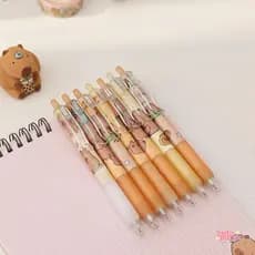 Caneta Capivara | Kit 2/4/6/8 | Gel 0.5 Click Preta/Azul Fofa Kawaii Material Escolar/Colecionável