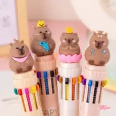 1/2/4/6 Caneta Capivara/Capybara 10 Cores Multicolor Premium Papelaria Criativa Uso Escolar Lembrancinha