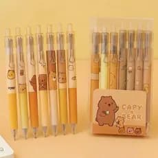 Kit 2/4/6/8 Caneta Escolar Capivara Esferográfica 0,5mm Papelaria Fofa Material Escolar Estudante