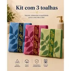 Kit 3 Toalhas de Banho Estampadas Sortidas 66x130cm Toque Macio Alta Absorção Secagem Rápida Premium