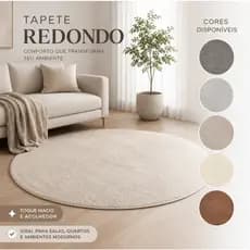 Tapete Redondo Jolitex 1,50m Peludo Macio Antiderrapante Para Sala e Quarto