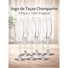 Jogo de 6 Taças para Champanhe e Espumante 220ml Bohemia Crystal design elegante degustação